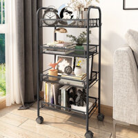 Kệ SPA 4 tầng khung thép cacbom fun sơn tĩnh điện có bánh xe giá lưới sắt