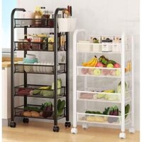 Kệ Spa Lưới Sắt 4 Tầng Đa Năng Có bánh Xe ,Thép Không Rỉ  ,Để Đồ Bếp,Nhà Tắm ,Phun Tĩnh Điện