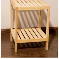 Kệ tab đầu giường 2 tầng chất liệu gỗ thông tự nhiên, KT 35x35x50 cm