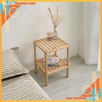 Kệ Tab Đầu Giường 2 Tầng Mặt Nan Gỗ - Gỗ Thông Nhập Khẩu