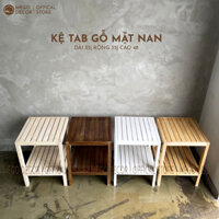 Kệ Tab Gỗ Sồi Mặt Nan Bàn Kệ Gỗ Đầu Giường 2 Tầng Tự Lắp Ráp