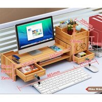 Kệ tài liệu để máy tính văn phòng để bàn làm việc bằng gỗ Giá sách gỗ lắp ghép để bàn học tập có ngăn kéo chìa khoá
