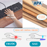 Kê tay bàn phím cơ gỗ tràm bông vàng tặng kèm đế chống trượt-HCM