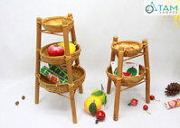 Kệ thúng tre nhiều tầng đựng trái cây 3 chân trụ T-MTRN-09