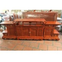 Kệ Tivi 2m20 Tai Cuốn Gỗ Hương Đỏ LN-166