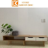 Kệ tivi gỗ công nghiệp sếp gọn dành cho phòng khách và phòng ngủ, tủ TV 2 ngăn KM082