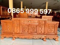 Kệ Tivi Luis 2m4 gỗ Hương Đá hàng đẹp đục tay kênh bong sắc nét