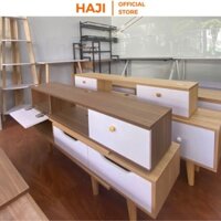 Kệ tivi treo tường phòng khách hiện đại, Kệ tivi gỗ treo tường có ngắn tủ mở tiện dụng thiết kế sang trọng HAJI A188