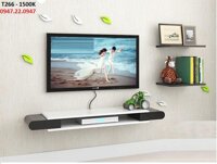 Kệ tivi treo tường T265 cho tivi 42 - 50inch Gỗ Lõi Xanh Chống Ẩm Cao Cấp + Tặng trang trí lá gỗ 3D. [bonus]