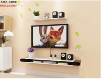 Kệ tivi treo tường T267 cho tivi 43 - 60inch Gỗ Lõi Xanh Chống Ẩm Cao Cấp + Tặng trang trí lá gỗ 3D. [bonus]