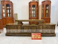 Kệ tivi vát góc 2m4 gỗ mun đuôi công (Anh Cường, TP Hạ Long)