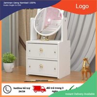 Kệ Trang Điểm Gương Tròn tủ đựng đồ trang điểm mini có gương tai mèo giá mỹ phẩm mini
