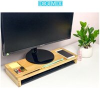 Kệ Trang Trí Bàn Làm Việc Bằng Gỗ Thông Tự Nhiên Dùng Để Kê Màn Hình Máy Tính DIGIMIX