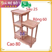 Kệ trang trí bày đồ nhị cấp bậc gỗ giác cao 81cm ngang 60 sâu 25