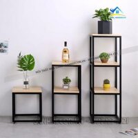 Kệ trang trí phòng khách đẹp đơn giản, kệ để đồ đa năng khung sắt KTT01 gỗ CN phủ melamine cao cấp - 2 tầng