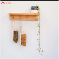 Kệ Treo Áo Khoác, Khăn, Đồ Dùng Gắn Tường Bằng Gỗ Thông, Kệ Gỗ Treo Tường Anzzar - 40cmx9.5cmx9cm