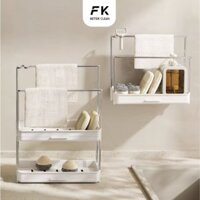Kệ treo đa năng 2 tầng đựng đồ bồn rửa chén bát có thể dán tường nhựa PP và inox có khay đựng nước