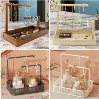 Kệ treo đồ trang sức, đồng hồ, băng đô buộc tóc đa năng. Giá kệ trưng bày để bàn dây chuyền vòng tay mỹ phẩm bằng gỗ sắt