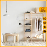 Kệ Treo, Giá Treo Quần Áo Gỗ Thông - Tủ Treo Quần Áo Gỗ Thông Cao Cấp, Tủ Quần Áo Decor Phong Cách Hàn Quốc