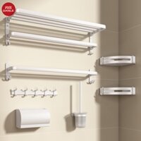 Kệ Treo Khăn Tắm Bằng Nhôm Màu Trắng Không Đục Lỗ Có Thể Gập Lại Tiết Kiệm Không Gian Cho Nhà Tắm