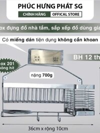 Kệ treo nhà tắm Inox 201và304 cao cấp VŨ KHẢI kèm phụ kiện dán tườ ng kích thước 36cm chống rỉ sét