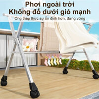 Kệ Treo Quần Áo Giàn Phơi Inox 2 Tầng chắc Chắn Có Bánh xe