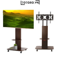 Kệ treo tivi di động chất liệu gỗ cao cấp cho tivi 32 - 65inch, giá treo tivi tăng giảm chiều cao di chuyển linh hoạt