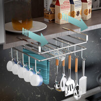 Kệ treo tủ bếp có móc, Giá đỡ nắp nồi dụng cụ, Kệ đựng đồ nhà bếp dưới bàn, Giá đựng đồ nhà bếp đa năng, Giá đỡ nắp nồi không khoan