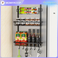 Kệ Treo Tủ Lạnh Không Cần Đinh Có Móc Đen Giá Đựng Gia Vị Cho Nhà Bếp Đình 【MOMYKEEP】