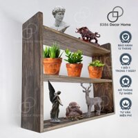 Kệ treo tường, để bàn đa năng dùng làm kệ sách, kệ nhà bếp, trang trí decor màu nâu rustic (gỗ thông sơn gốc nước))