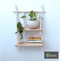 Kệ treo tường gỗ tự nhiên 2 tầng Arata AMDS453515_1