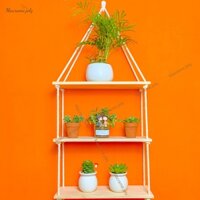 Kệ Treo Tường, Kệ Trang Trí Macrame.joly 3 Tầng Hình Thang Hanmade