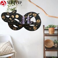 Kệ treo tường rắn MFAVIP, trang trí với kệ treo tường nổi hình con rắn mặt trăng, Giá đỡ mặt dây chuyền treo tường bằng gỗ cổ điển cho phòng ngủ