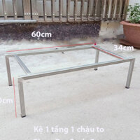 Kệ trồng rau sạch 1 tầng đặt chậu to thông minh hau thùng xốp to, kệ hàn liền chắc chắn