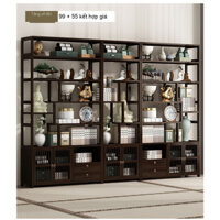 Kệ Trưng Bày Bằng Gỗ Tre, Làm Vách Ngăn Trang Trí Decor Phòng Khách, Phòng Trà, Làm Việc,...