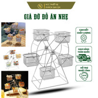 Kệ Trưng Bày Đồ Ăn Vặt Xoay 24x38cm Thép Không Gỉ - Bánh Xe Vòng Quay Tiệc Sinh Nhật, Buffet