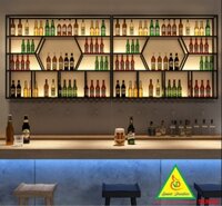 KỆ TRƯNG RƯỢU KHUNG SẮT – MẶT GỖ CÓ ĐÈN 5KRS02 - NỘI THẤT LẮP RÁP VIENDONGADV