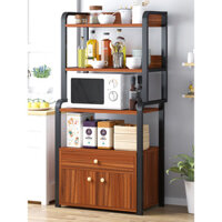 Kệ tủ bếp đa năng 163 để lò vi sóng kệ lò nướng loại gỗ lõi xanh phủ melamine chống nước, để được lò vi sóng lò nướng nồi cơm điện hàng được sản xuất tại Việt Nam - Khung đen - Khung đen