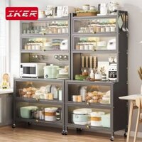 Kệ tủ đa năng, kệ nhà bếp có cửa, tấm lỗ DIY, thép carbon sơn bột chất lượng cao