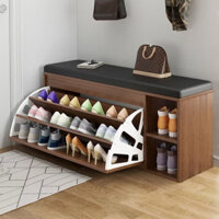 KỆ TỦ GIÀY GHẾ NGỒI LÓT DA THÔNG MINH 3 NGĂN CÓ HỘC BÊN THIẾT KẾ ĐA NĂNG CAO CẤP DQ HOME STORE
