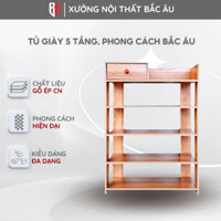 Kệ Tủ Giày Gỗ 5 Tầng Cao Cấp Chất Liệu Gỗ MDF, Tủ Giày Gỗ Có Ngăn Để Đồ Thông Minh, Tháo Lắp Dễ Dàng