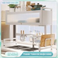 Kệ Tủ Nhà Bếp Có Nắp Đậy Kệ chén trên bồn rửa bát Kệ Để Chén Đĩa 304 Đa Năng Thông Minh Trên Chậu Rửa