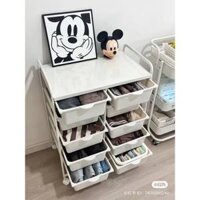Kệ, Tủ Nhựa 10 Ngăn kéo Đựng Sách Đồ Chơi Cho Bé Có Bánh Lăn Di Chuyển, Kệ decor màu trắng sữa