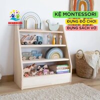 Kệ Tủ Sách Bằng Gỗ 4 Tầng Để Sàn Đựng Đồ Chơi Decor Phòng Cho Bé Kệ Mầm Non Montessori Benrikids
