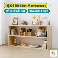 Kệ Tủ Sách Để Đồ Chơi 2 Tầng Phong Cách Montessori, Kệ Gỗ Đa Năng Decor Phòng Ngủ Cho Bé Gỗ Thông Tự Nhiên, Tủ Đồ Chơi