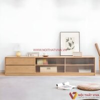 Kệ Tủ Tivi Đẹp Gỗ Tự Nhiên 2 Cánh Kính Hệ Cửa Lùa Đẹp Hiện Đại