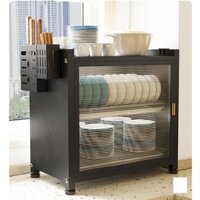 Kệ Tủ Úp Chén Bát Kệ Chén Có Nắp Đậy, Tủ Úp Bát Đĩa Thông Minh Đa Năng Kèm Ống Cài Dao Đũa