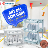 Kệ úp bát 2T-3T Việt Nhật, Kệ để chén bát có khay đựng nước đa năng tiện dụng Việt Nhật cao cấp