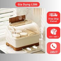 Kệ úp bát đĩa có nắp đậy , hộp đựng bát đũa chống bụi, kệ úp bát kèm khay thoát nước sử dụng tiện lợi