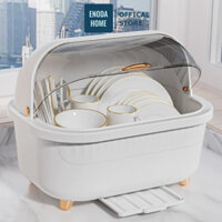 Kệ Úp Bát Đĩa ENODA HOME Thiết Kế Nắp Lật Tiện Lợi, Hộp Đựng Bát Đĩa Có Ống Đựng Đũa, Kèm Khay Thoát Nước G008